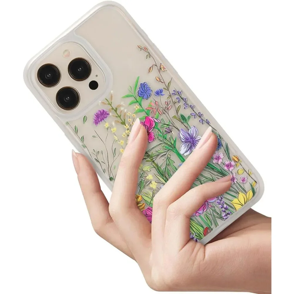 iPhone 15 Pro Case with Built-in Screen Protector, Floral, 20J-172PH008